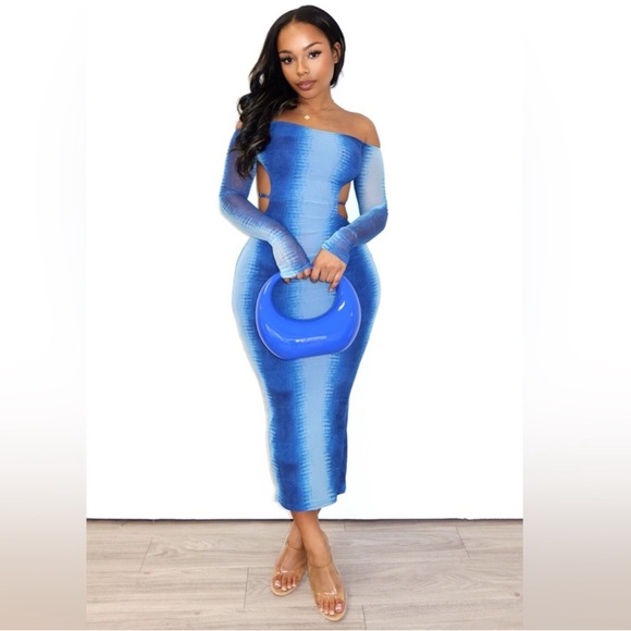 🩵💙EDGE- Feel For You Mesh Off Shoulder Dress - Picture 4 of 17